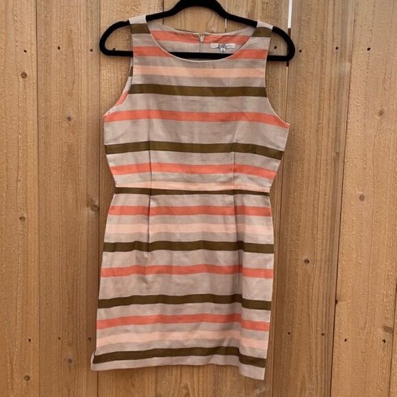 Take 50% OFF- BB Dakota Baige Striped Mini Dress, Size-6 - Picture 6 of 12